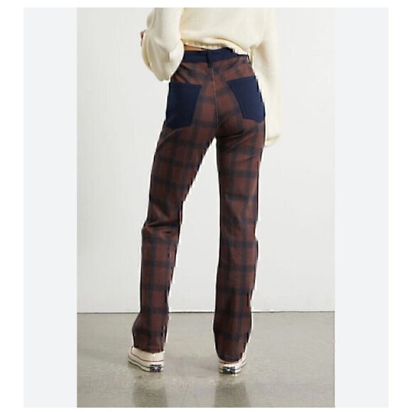 WEWOREWHAT NWT PLAID COLORBLOCK ICON STRAIGHT LEG JEANS, 98%COTTON, 26 - Picture 2 of 7